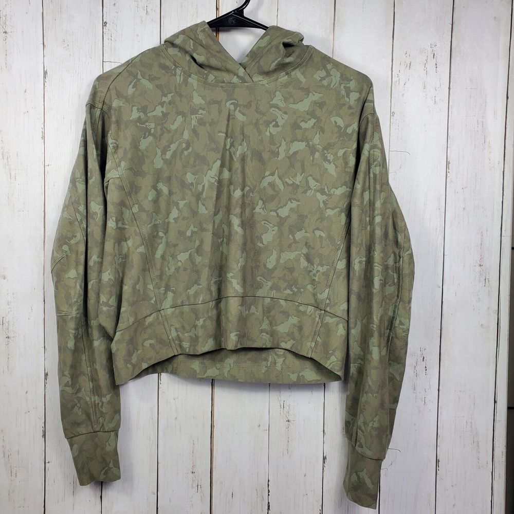 Athleta Sweatshirt Camo Farallon Hoodie Women's XXS long Sleeve Pullover Green